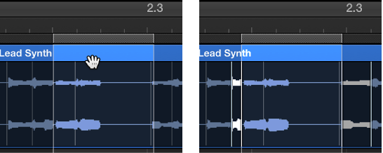 Figure. Glissement du rectangle de sélection vers la gauche.