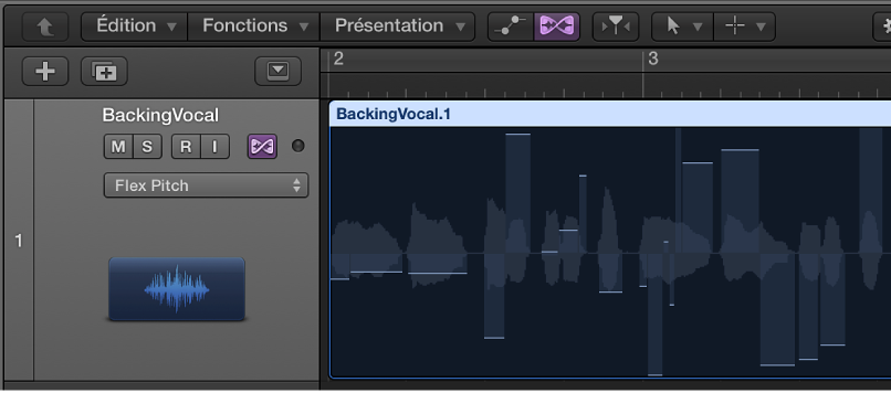 Figure. Fonction Flex Pitch dans la zone Pistes.