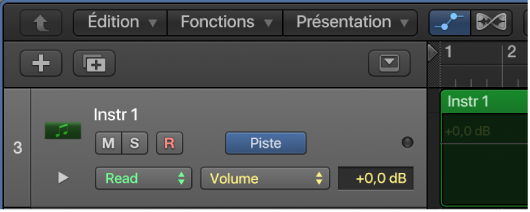 Figure. Automation de piste activée pour le volume.