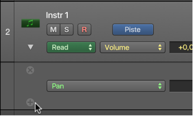 Figure. Pointeur placé sur le bouton Plus d’une sous-piste d’automation.