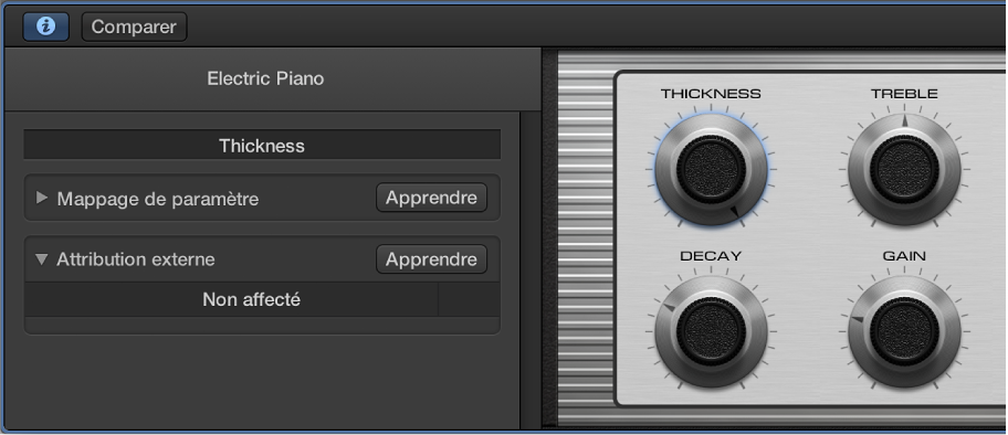 Figure. Inspecteur de Smart Control ouvert affichant la zone Attribution externe