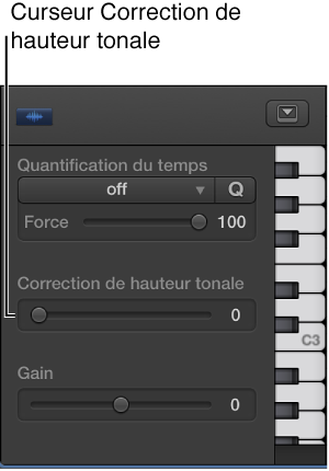Figure. Curseur « Correction de hauteur tonale ».