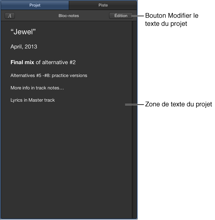 Figure. Bloc-notes de projet.