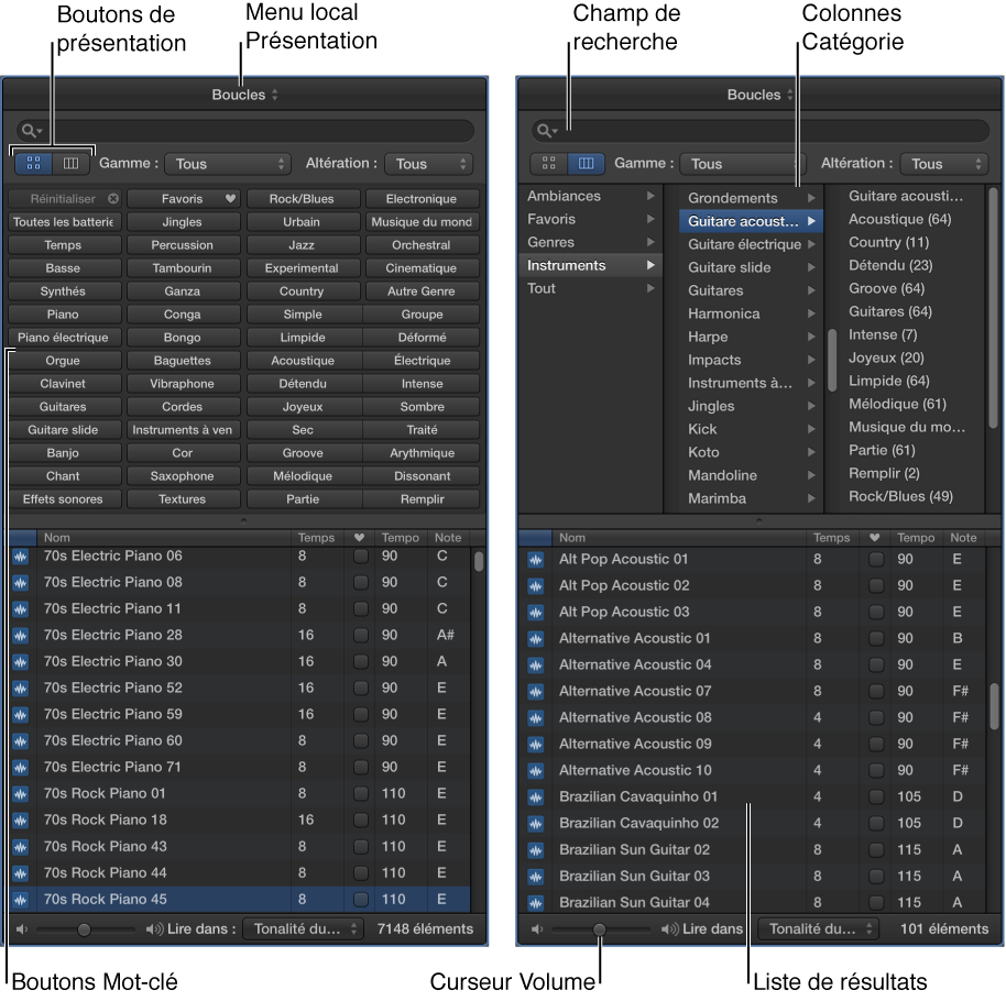 Figure. Le navigateur de boucles.