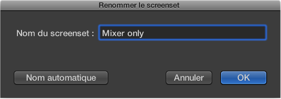 Figure. Zone de dialogue Renommer le screenset.