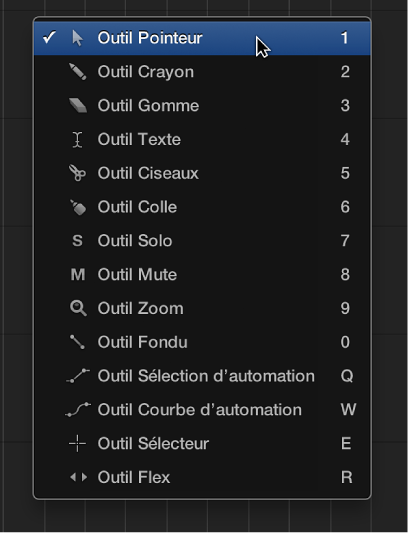 Figure. Menu Outil ouvert.