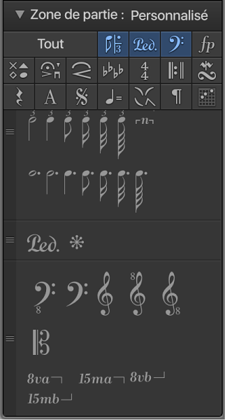 Figure. Boutons de la zone de partie.
