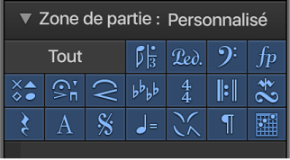 Figure. Boutons de groupe de la zone de partie.