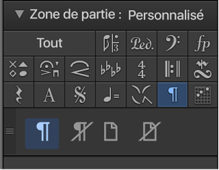 Figure. Symboles de sauts de page et de ligne dans la zone de partie