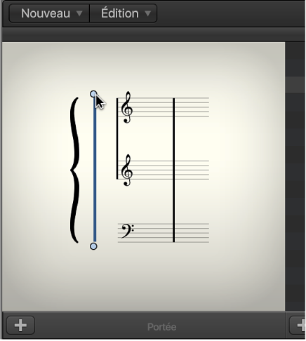 Figure. Connexion par crochets dans la fenêtre Style de portée