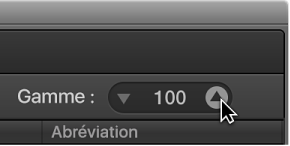 Figure. Paramètre Échelle dans la fenêtre Jeu de partitions