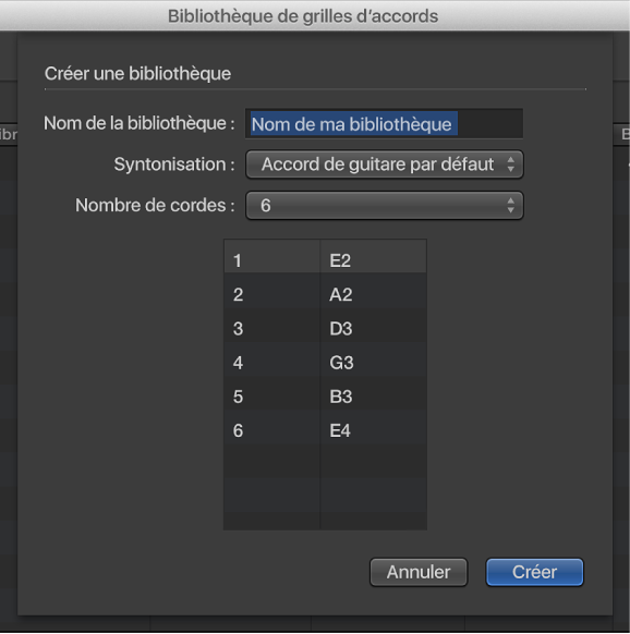 Figure. Zone de dialogue de création de bibliothèque