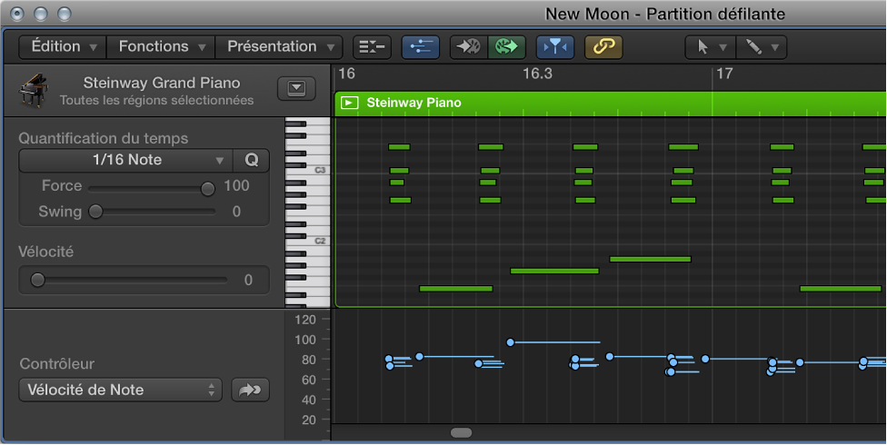 Figure. MIDI Draw dans l’éditeur de clavier.