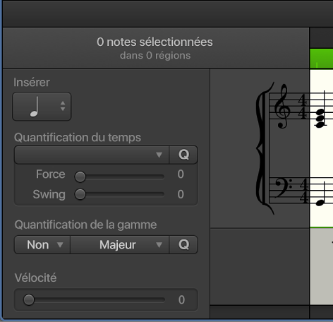 Figure. Inspecteur de l’éditeur de partition.