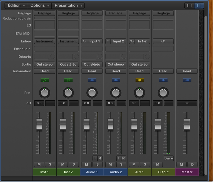 Figure. Ouverture de la table de mixage.
