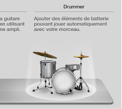Figure. Icône Drummer dans la zone de dialogue Nouvelles pistes.