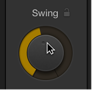 Figure. Glissement du potentiomètre Swing dans l’éditeur Drummer.