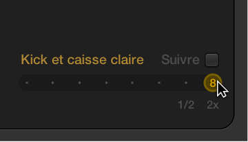 Figure. Choix de la variation avec doublement du temps pour la grosse caisse et la caisse claire.