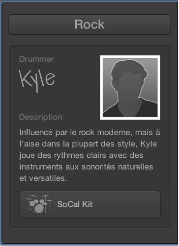 Figure. Côté gauche de l’éditeur de drummer affichant des réglages de piste.