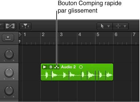 Figure. Pointeur placé sur le bouton « Comping rapide par glissement ».
