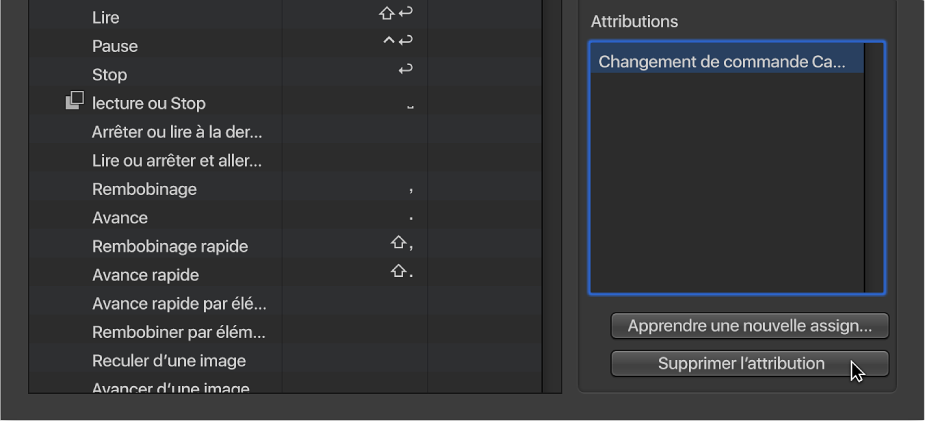 Figure. Suppression d’une assignation de contrôleur.