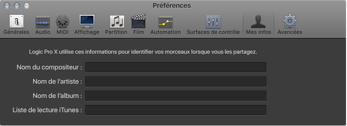 Figure. Préférences Mes infos.