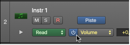 Figure. Bouton Activé/Désactivé de l’automation de volume.