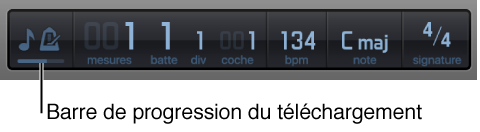 Figure. Écran LCD affichant la barre de progression du téléchargement.
