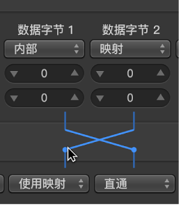 图。 指向选择条件区域和操作区域之间的线上的点。