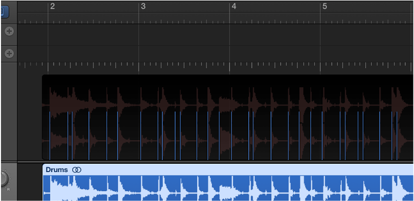 图。 在节拍映射轨道中显示为垂直线的瞬变。
