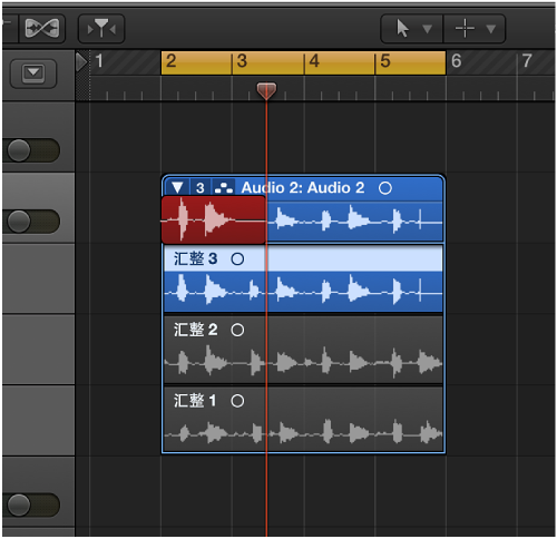 图。 显示汇整折叠夹中的音频录音。