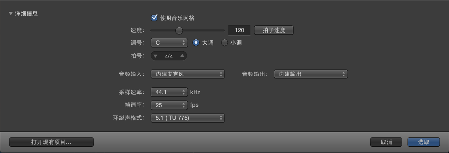 图。 项目选取器下半部分是设置项目属性的详细信息。