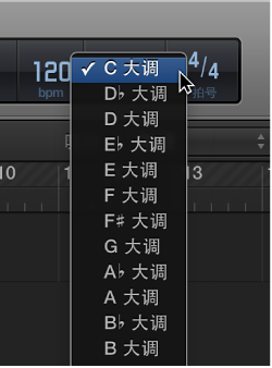 图。 LCD 中的“调”弹出式菜单。