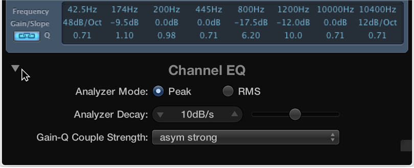 图。 指向显示附加参数的显示三角形。