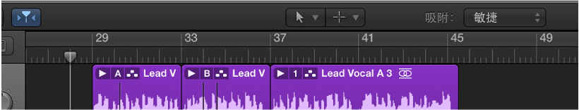 图。 显示标尺和播放头的“轨道”区域。