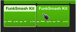 图。 “轨道”区域中片段上方的胶水工具。