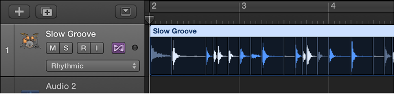 图。 “轨道”区域中选定的音频片段。