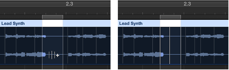 图。 显示位于选取框边界以及点按位置处的 Flex 标记。