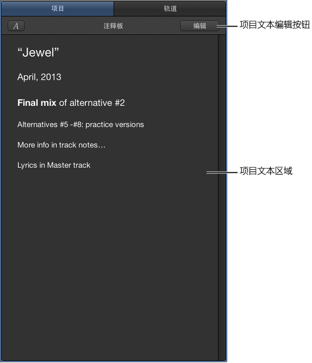 图。 项目注释板。