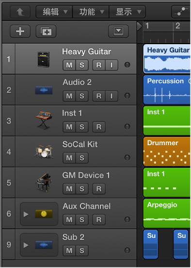 图。 “轨道”区域中的不同轨道类型。