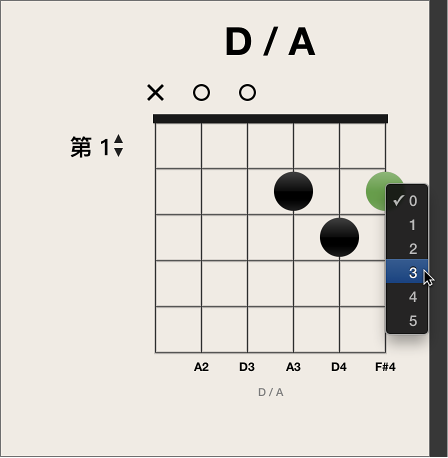 图。 选取指法点的手指数。