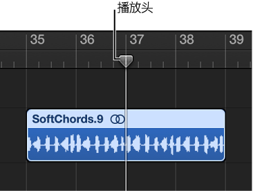 图。 使用播放头在“轨道”区域拆分片段。