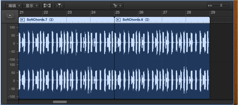 图。 带有音频片段的音轨编辑器。