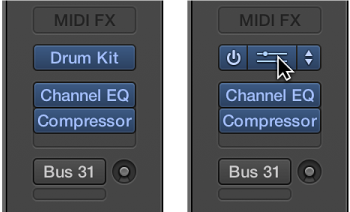 图。 通道条中的 Drum Kit Designer 插件插槽。