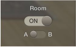 图。 Drum Kit Designer 中的“Room”（房间）开关。