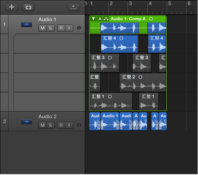 图。 显示新轨道上的移动的伴奏。