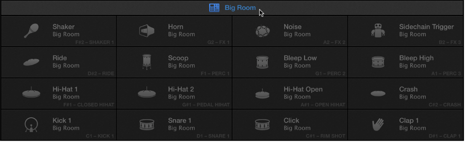 图。 Drum Machine Designer 插件标头区域。