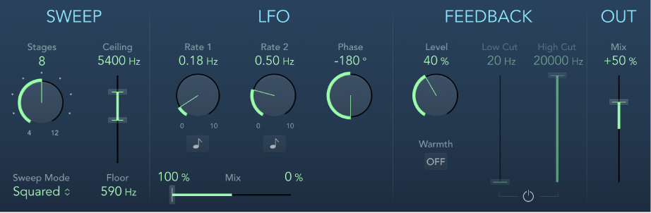 Figure. Phaser effect window.