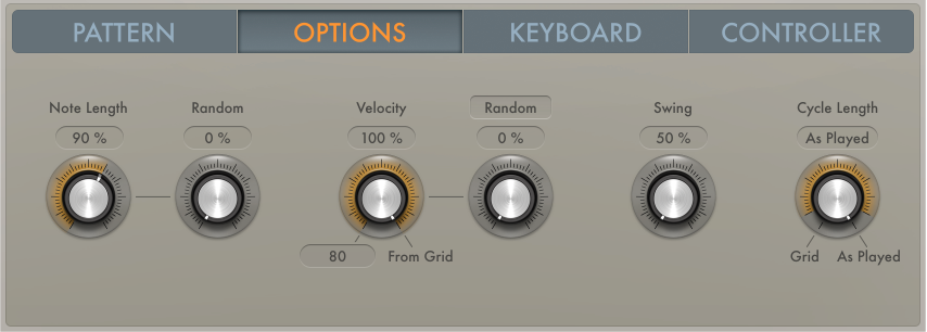 Figure. Arpeggiator Options parameters.