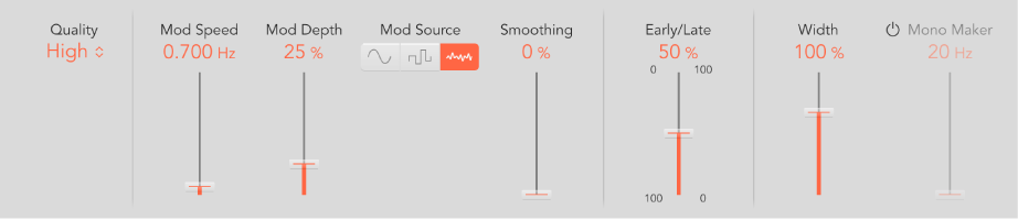 Figure. ChromaVerb details window control parameters.